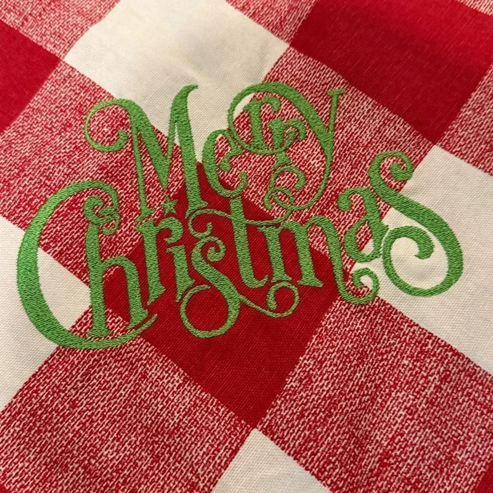 Buffalo Check Table Topper 47.5” x 52.5” - (2) - Merry Christmas